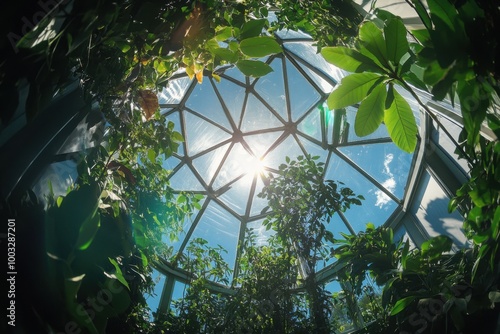 Geodesic dome greenhouse, with copy space photo