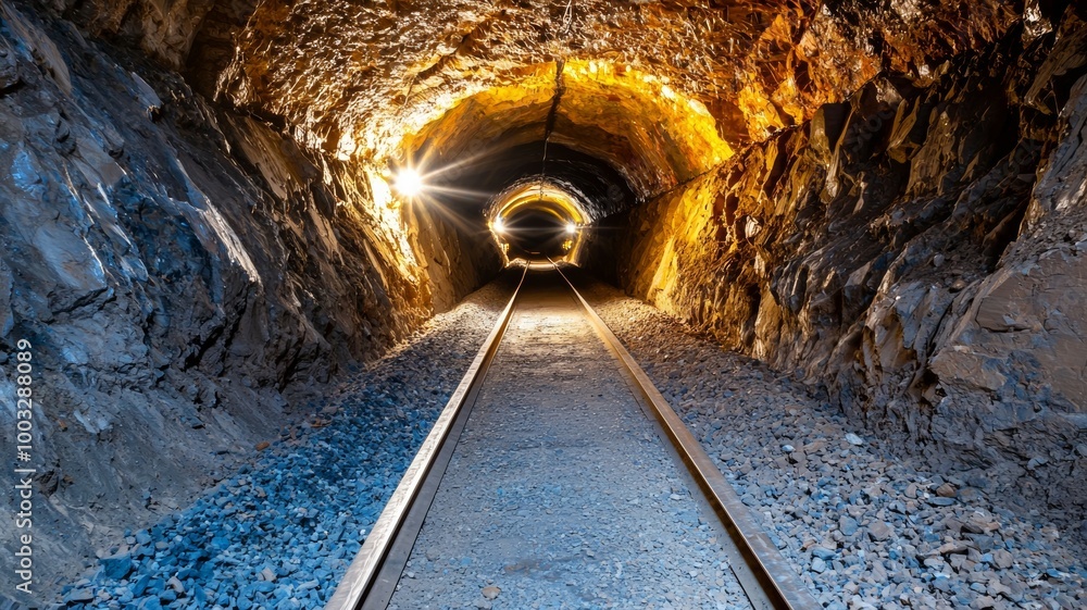 Fototapeta premium A tunnel with a train going through it