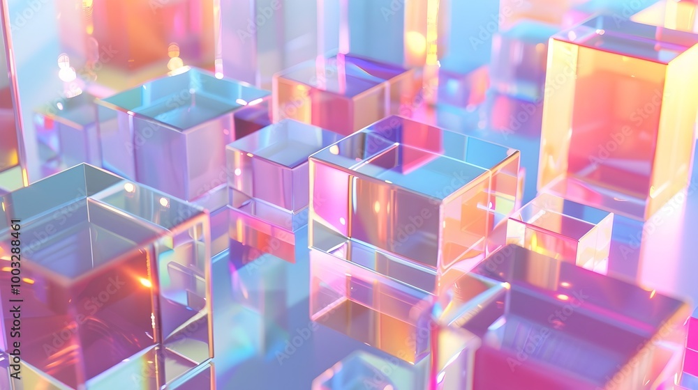 3D Rendered Geometric Abstract Glass Cubes 3D Rendered Geometric Abstract Glass Cubes