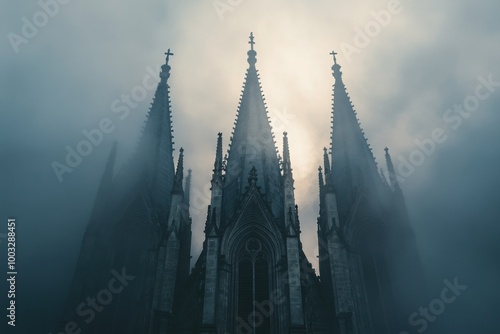 Obraz na płótnie Gothic cathedral spires piercing, with copy space