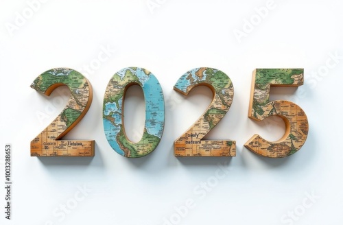 2025 new year resolution traveling around the world concept photo