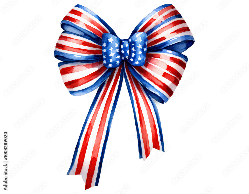 Fototapeta premium A red, white and blue ribbon with stars on it