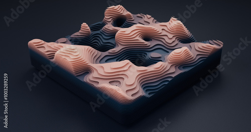 Layered Topography abstract pattern with waves