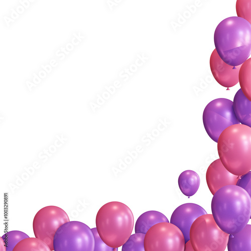 Pink and Purple Balloons Border