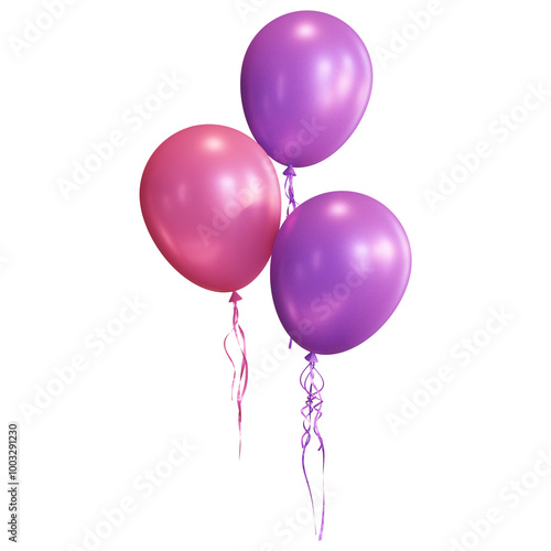 Pink and Purple Balloons with Ribbon