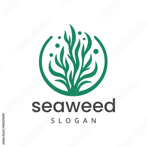 Seaweed logo design element isolated on white background