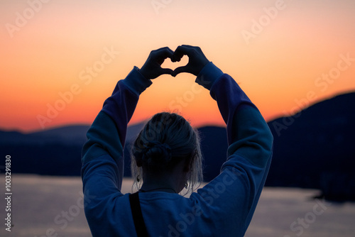 Heart in the sunset