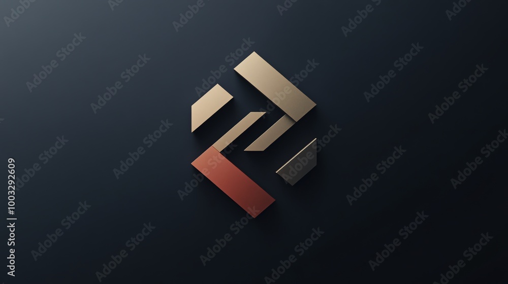 A minimalist logo with a red and gold design on a dark background. A minimalist logo with a red and gold design on a dark background.