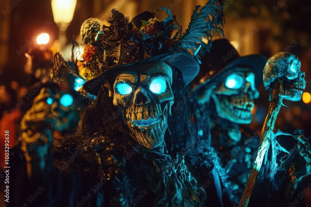 Fototapeta premium Macabre Halloween parade float, with copy space