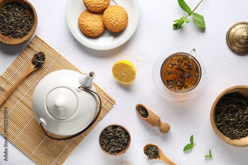 Composition with tea pot, b...