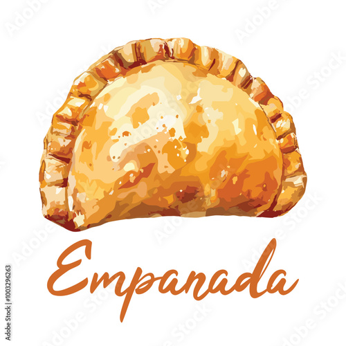 empanada in watercolor illustration style, isolated vector on white background