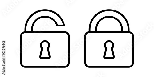 Lock icon set. privacy icon , secure private security icons - padlock icon button - Keyhole icon, Door key hole button. editable stroke