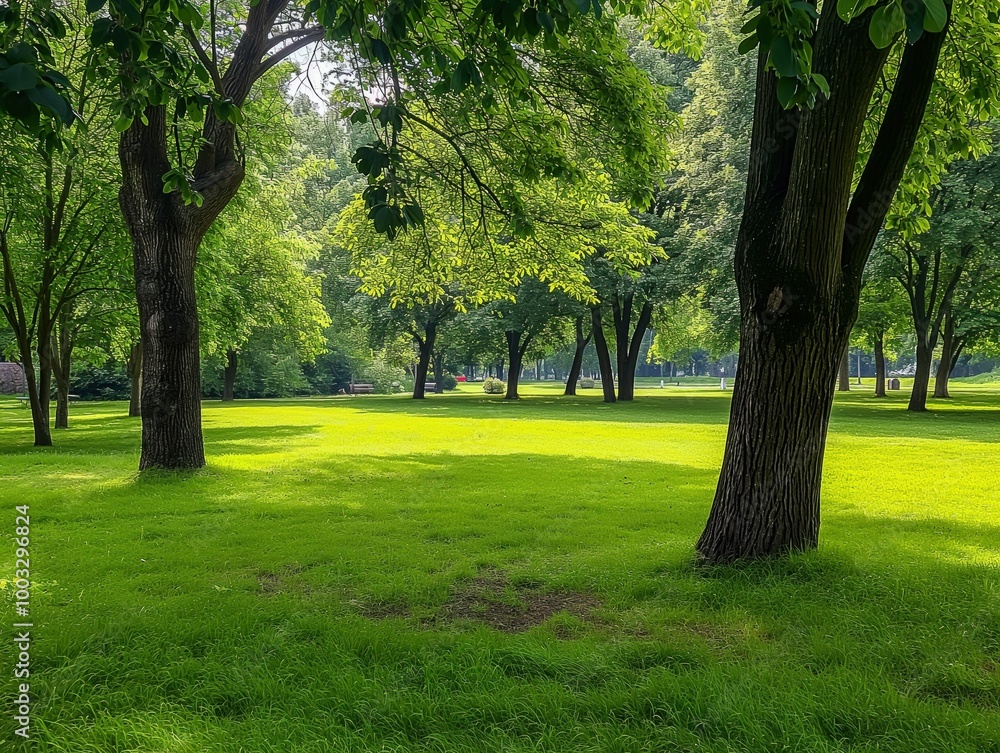 Rich green grass and trees in a serene park landscape. Natural surroundings with vibrant foliage and botanical beauty. Calm and peaceful countryside scene. Rich green grass and trees in a serene park landscape. Natural surroundings with vibrant foliage and botanical beauty. Calm and peaceful countryside scene.