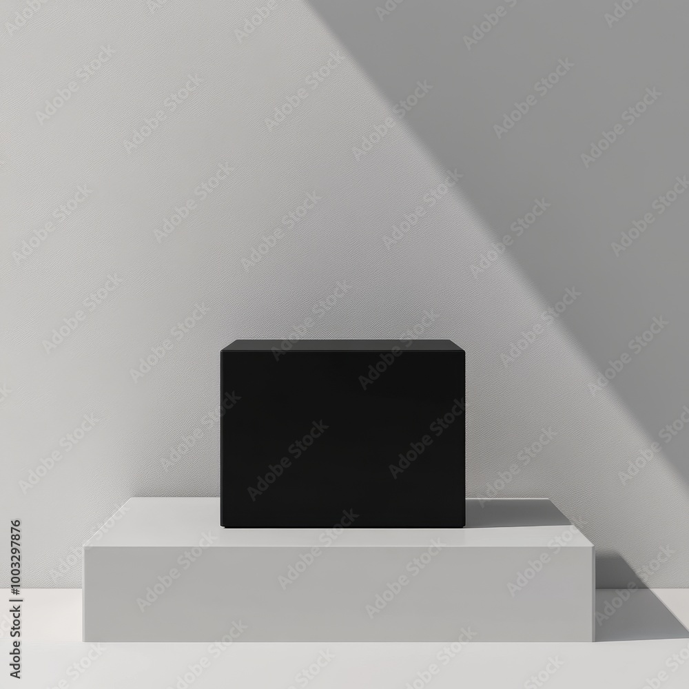 Black podium on a gray background, 3d render, square image Black podium on a gray background, 3d render, square image