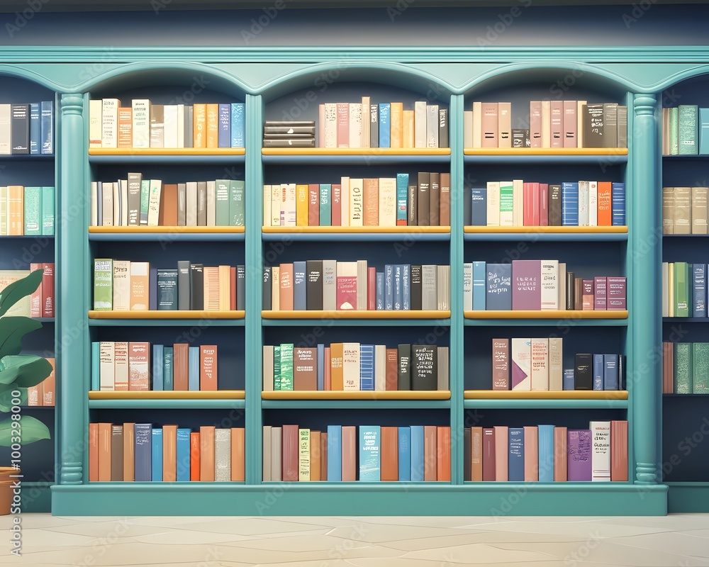 A vibrant bookshelf filled with colorful books, showcasing a perfect blend of knowledge and decor in a cozy environment. A vibrant bookshelf filled with colorful books, showcasing a perfect blend of knowledge and decor in a cozy environment.