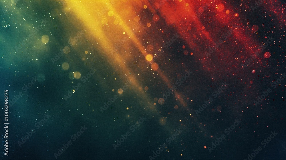 Obraz premium Abstract Background with Red, Yellow, and Blue Glowing Lights and Dust Particles
