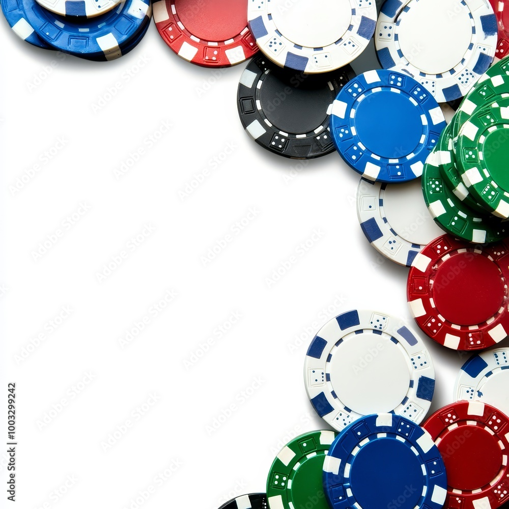 Poker chips isolated on white background with copy space for your text Poker chips isolated on white background with copy space for your text