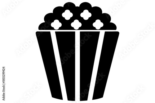 Popcorn Silhouette Icon Transparent Background Clipart - Vector Illustration