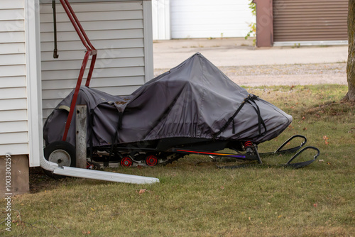 Snowmobile stored for summer