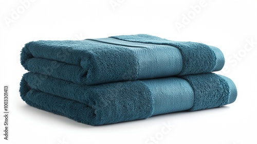 a stack of towels folded on top of each other on a white surface