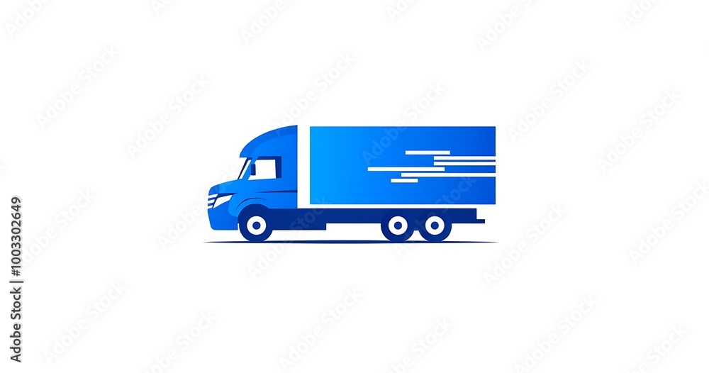 Blue Delivery Truck Illustration, Fast Shipping and Logistics
