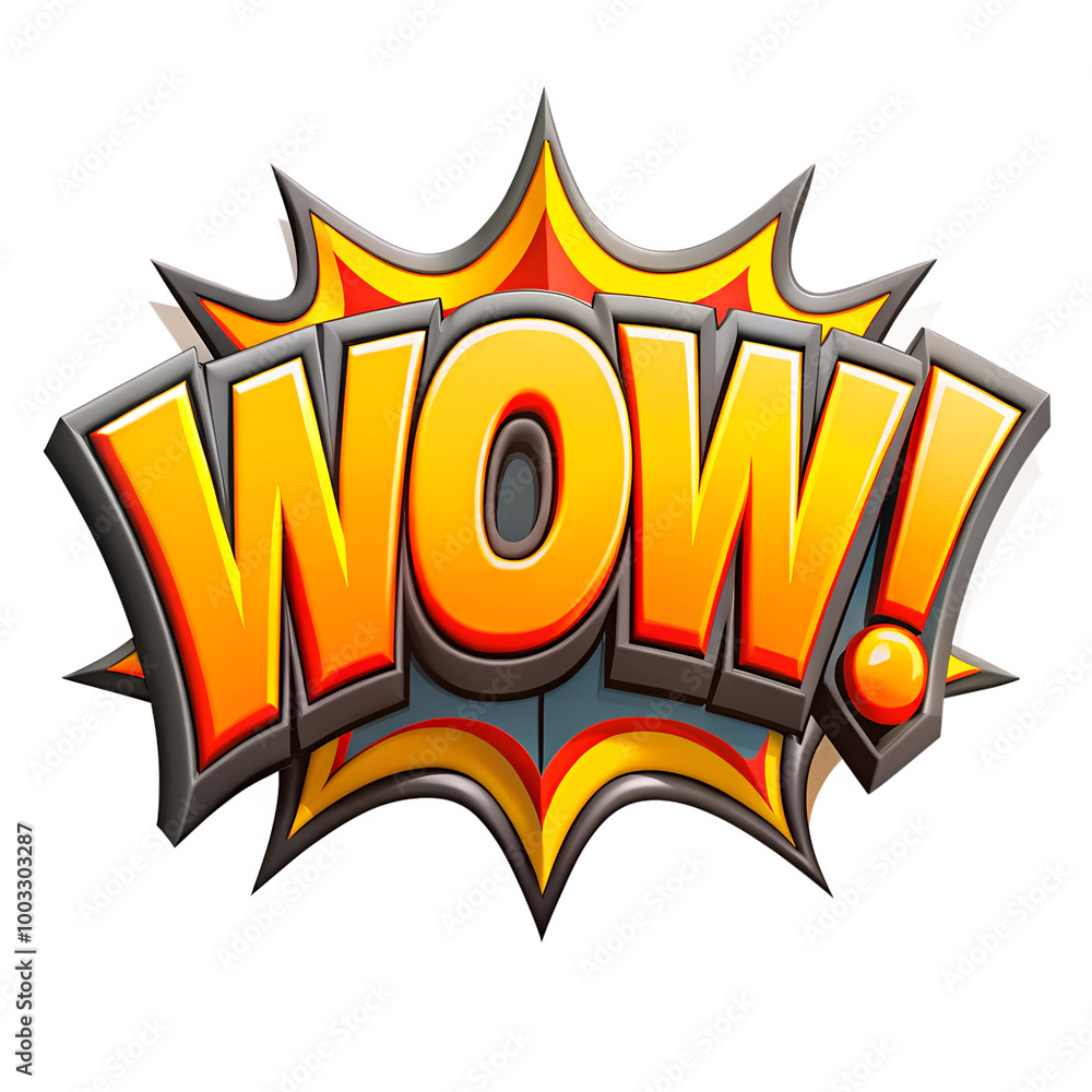 3D Cartoon Comic Book Style Wow Exclamation 3D Cartoon Comic Book Style Wow Exclamation