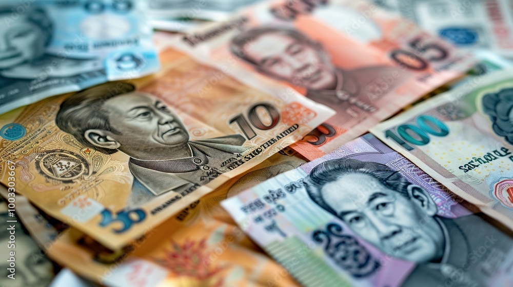 A Close-up of Various Thai Baht Banknotes A Close-up of Various Thai Baht Banknotes