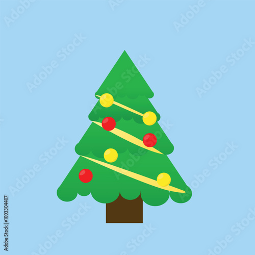 Christmas tree with decorations on colored background