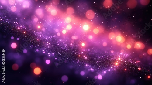 Glowing Purple And Pink Bokeh Light Particles On A Dark Background