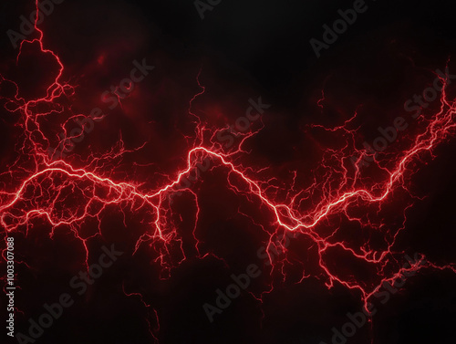 Red Lightning on a Black Background