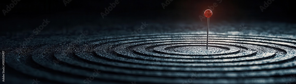 Circular target with concentric rings, illuminated by a spotlight, target, focus and challenge Circular target with concentric rings, illuminated by a spotlight, target, focus and challenge