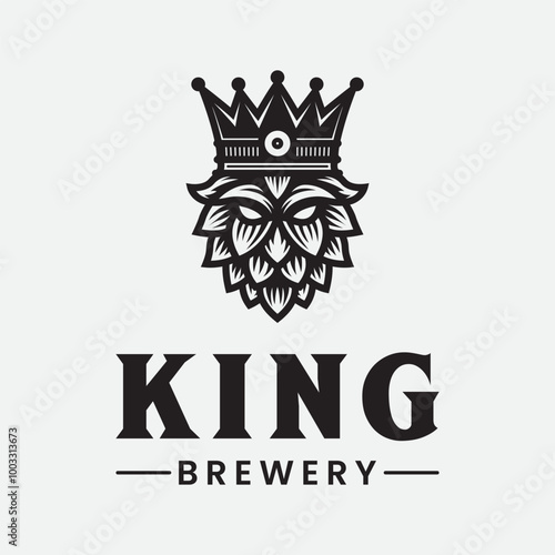 King beer logo design, crown with hops logo concept.