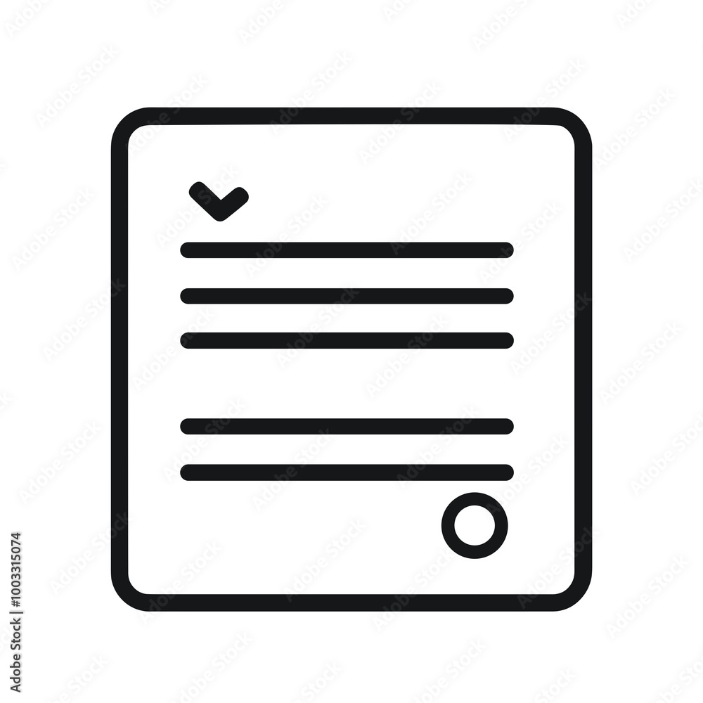 This black vector icon features a checklist design with horizontal lines, a checkmark, and a circular indicator, perfect for organizing tasks or notes This black vector icon features a checklist design with horizontal lines, a checkmark, and a circular indicator, perfect for organizing tasks or notes
