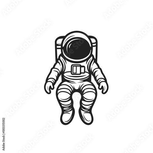This illustration features a minimalist line design of an astronaut floating freely, showcasing the essence of space exploration and adventure