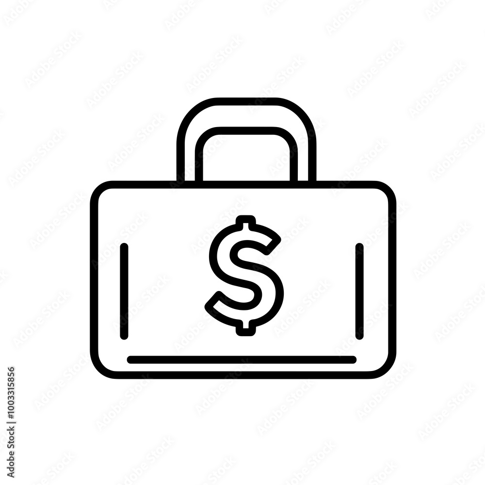 A minimalist line icon features a briefcase with a dollar sign, symbolizing financial transactions, investment, and economic activities clearly and simply A minimalist line icon features a briefcase with a dollar sign, symbolizing financial transactions, investment, and economic activities clearly and simply