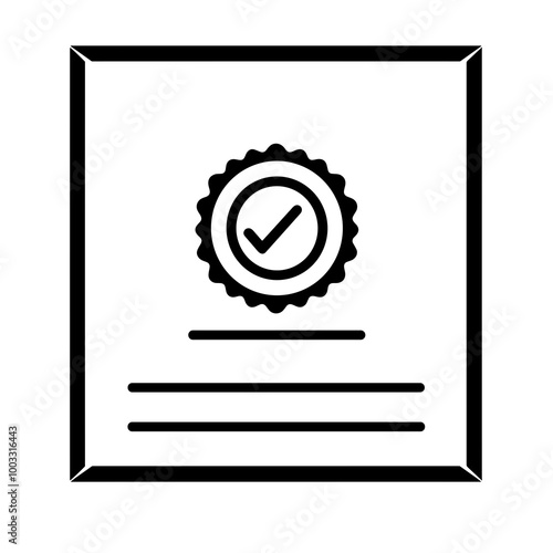 A minimalist badge icon with a checkmark inside a circular design