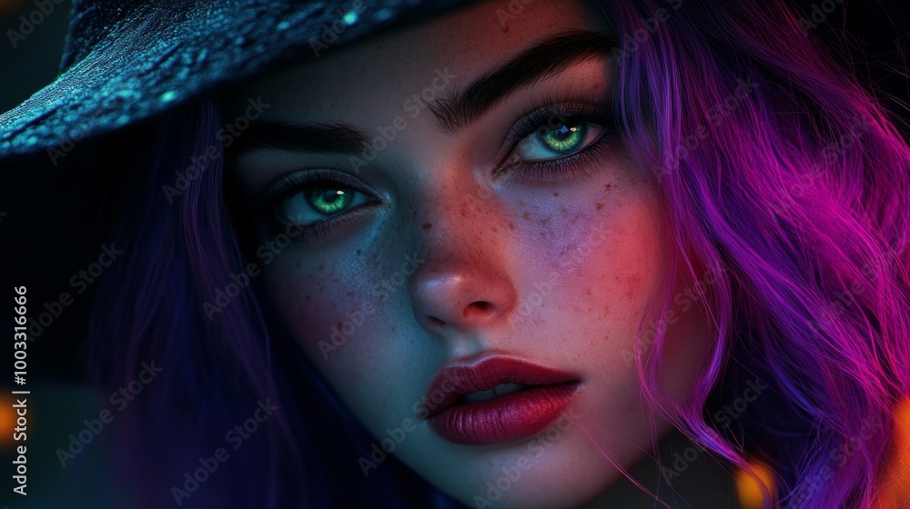 Enchanting Witch in Autumn Setting with Pumpkins and Magical Atmosphere Enchanting Witch in Autumn Setting with Pumpkins and Magical Atmosphere