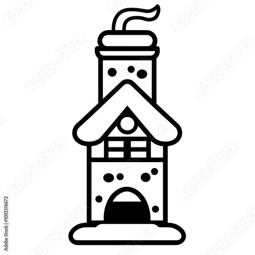 This vector icon features a chimney connected to a quaint house design, emphasizing a warm and inviting atmosphere ideal for seasonal illustrations