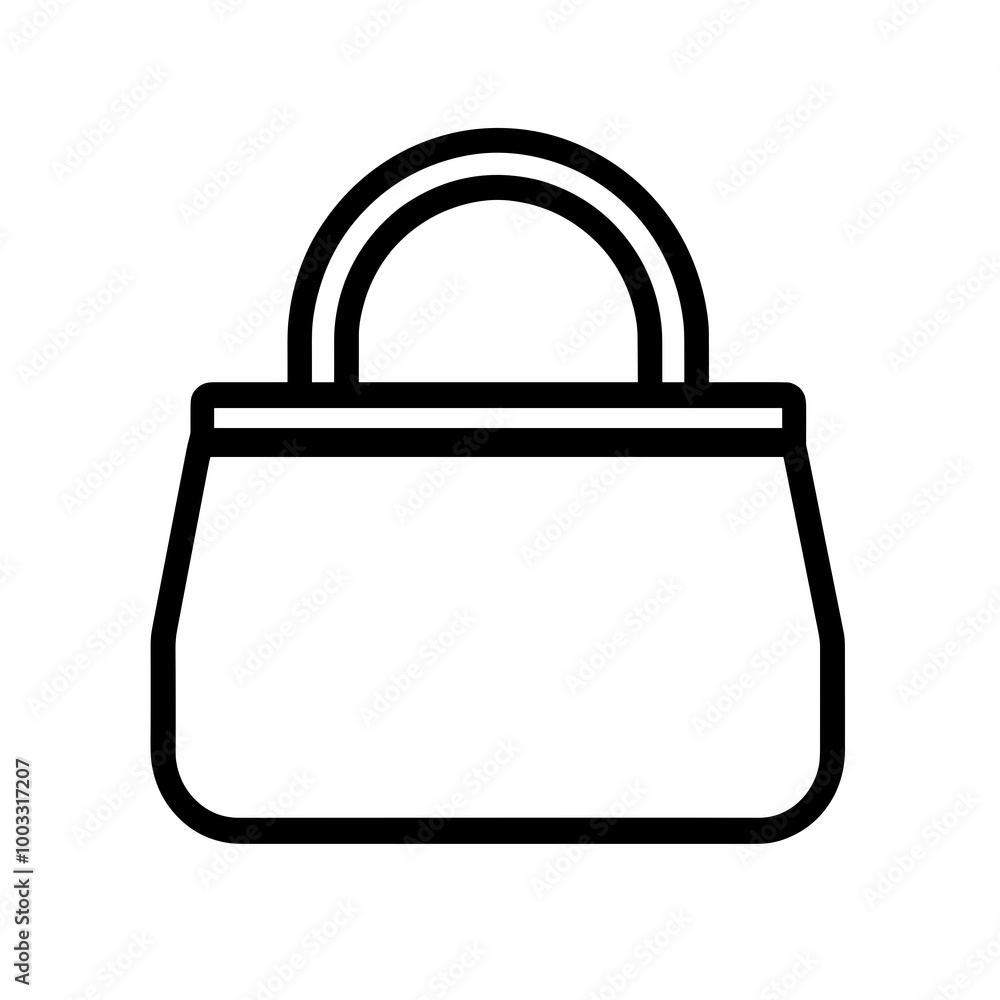 This design features a minimalist line illustration of a black bag, ideal for icons in digital platforms, branding, and merchandising needs This design features a minimalist line illustration of a black bag, ideal for icons in digital platforms, branding, and merchandising needs
