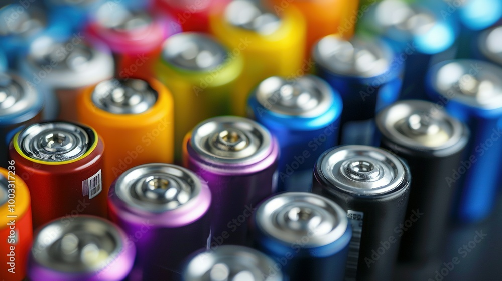 A Close-Up View of Colorful AA Batteries A Close-Up View of Colorful AA Batteries