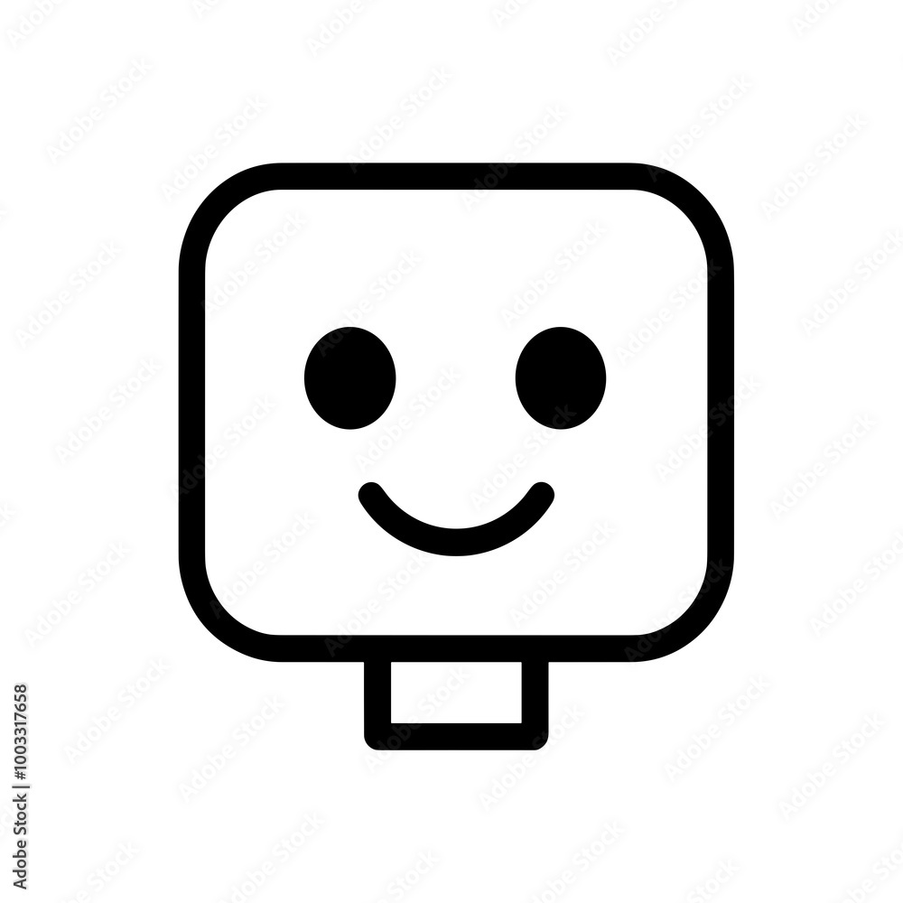 This illustration features a minimalistic black icon of a smiling plug character, embodying the idea of connection in technology and design This illustration features a minimalistic black icon of a smiling plug character, embodying the idea of connection in technology and design