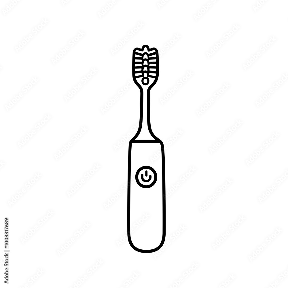 This illustration features a toothbrush designed in a simple line icon style, showcasing an essential tool for maintaining oral health routines effectively and efficiently This illustration features a toothbrush designed in a simple line icon style, showcasing an essential tool for maintaining oral health routines effectively and efficiently