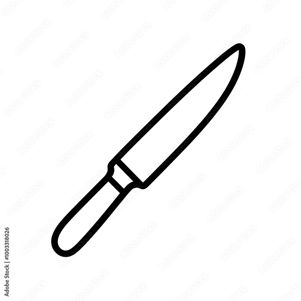 This design features a minimalist black line icon of a kitchen knife, ideal for illustrating cooking concepts, culinary art, or kitchen tools This design features a minimalist black line icon of a kitchen knife, ideal for illustrating cooking concepts, culinary art, or kitchen tools