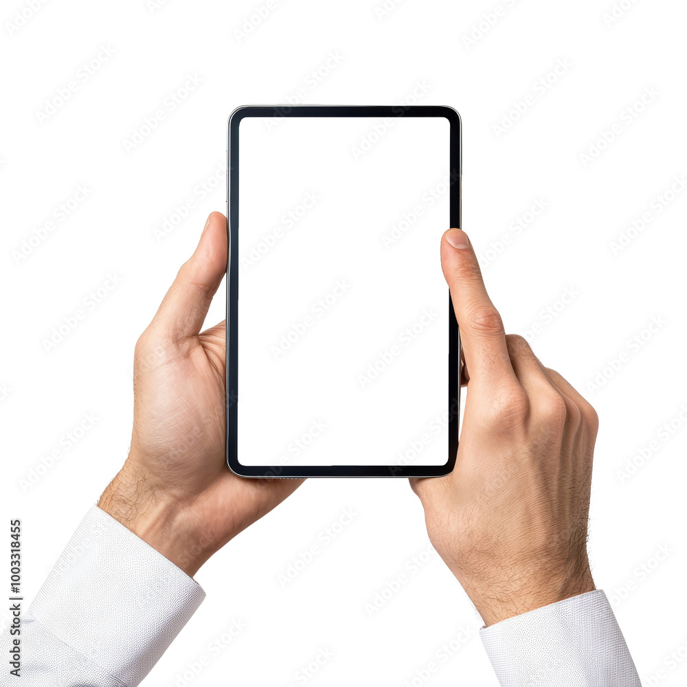 Man Holding Smartphone with Blank Screen