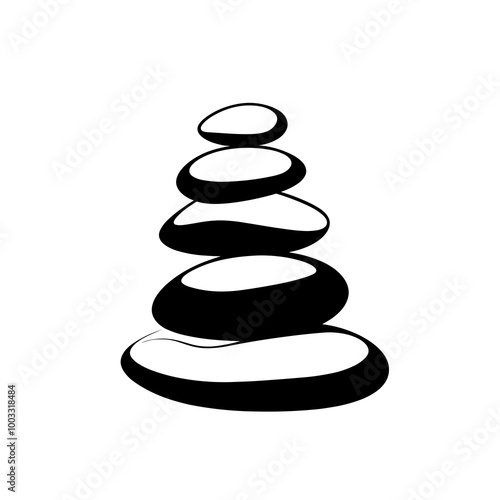 This icon features a simple and clean design of stacked stones, representing harmony, balance, and relaxation commonly associated with wellness practices photo