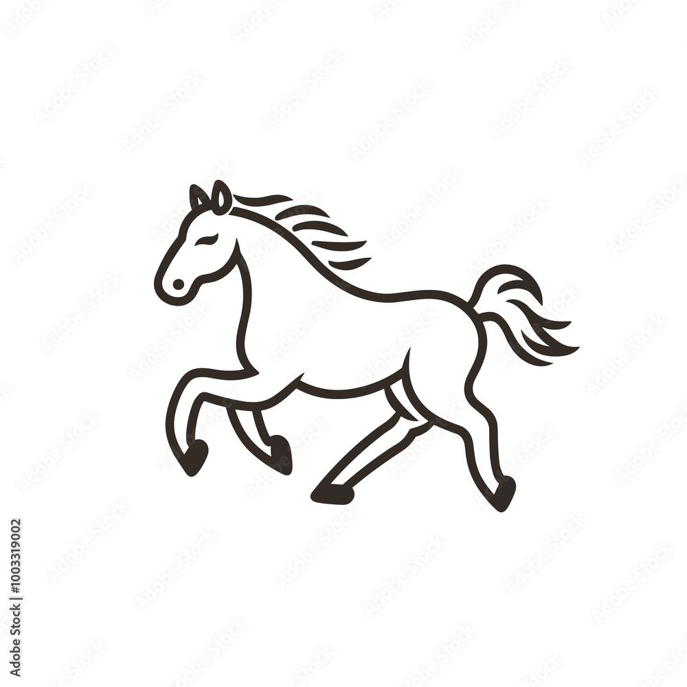 A minimalistic vector representation of a galloping horse captured in a simple line style, emphasizing speed and graceful movement in design A minimalistic vector representation of a galloping horse captured in a simple line style, emphasizing speed and graceful movement in design