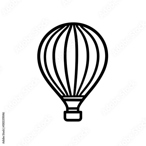 This icon features a minimalist design of a hot air balloon, symbolizing adventure and freedom associated with travel and exploration in the sky