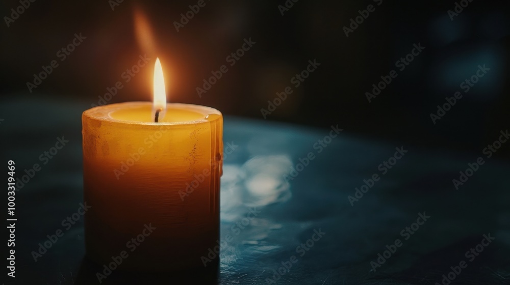 Warm Candle Flame in Dark Surrounding Environment Warm Candle Flame in Dark Surrounding Environment