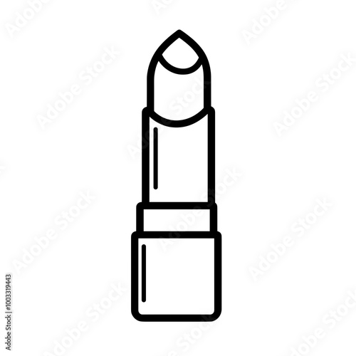 A minimalist line drawing of a lipstick tube, showcasing its sleek design, perfect for beauty industry graphics and cosmetic product representation
