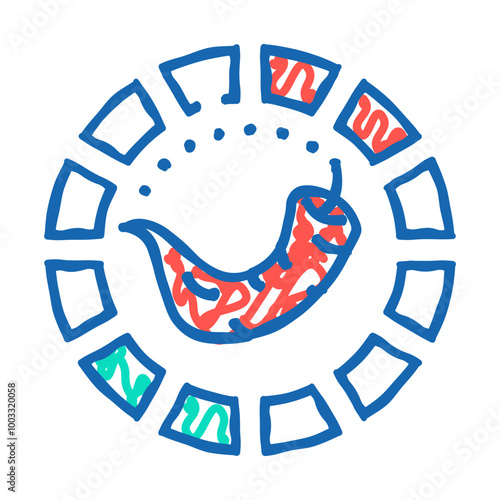 pepper spicy round scale doodle icon sketch vector. pepper spicy round scale sign. isolated symbol illustration